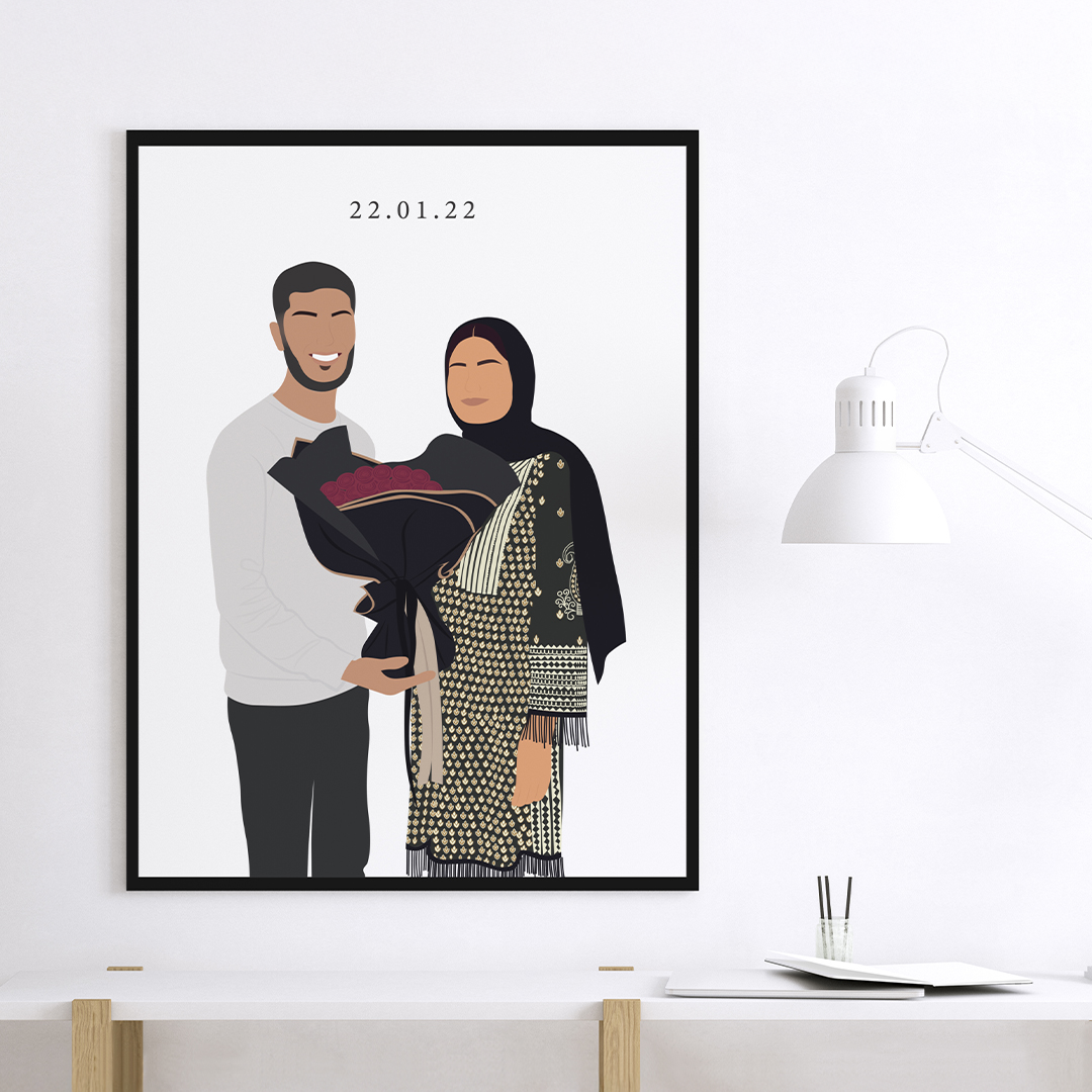 Couple Illustrated Frame