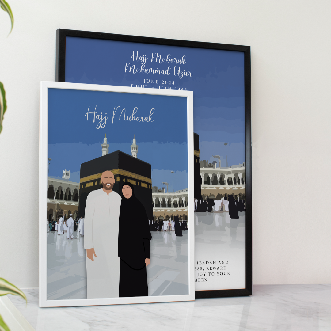 Hajj Mubarak Illustrated Frame
