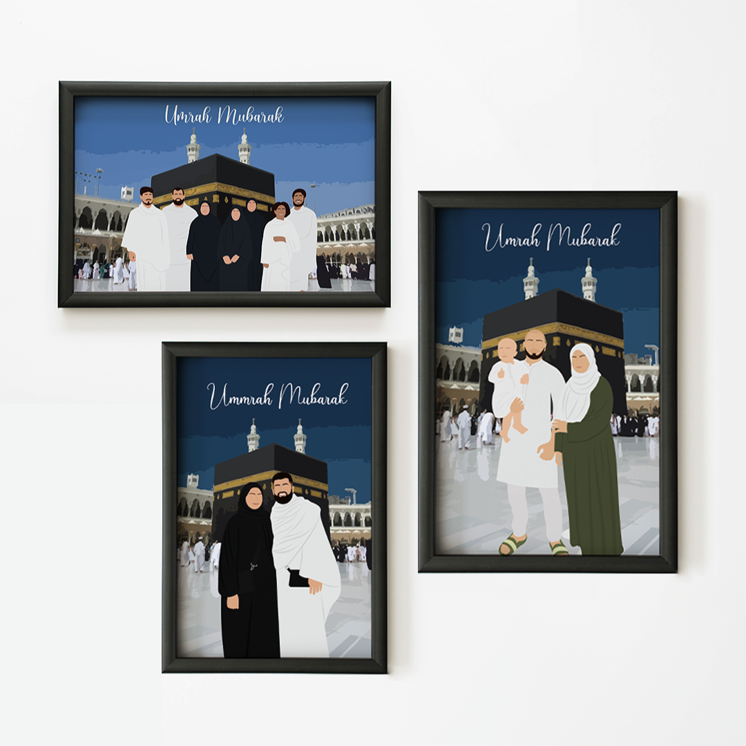 Umrah Mubarak Illustrated Frame