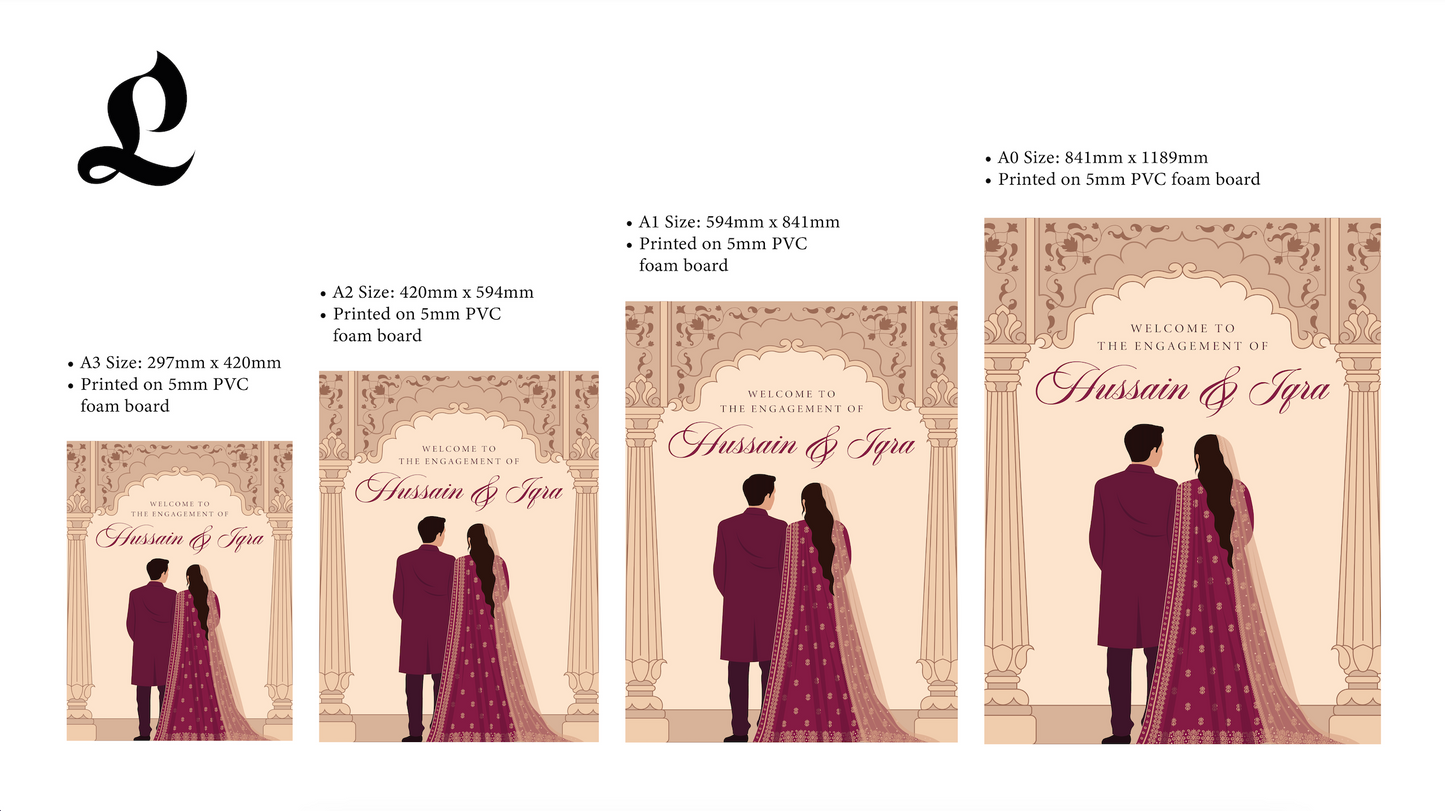 Illustrated Couple Welcome Sign
