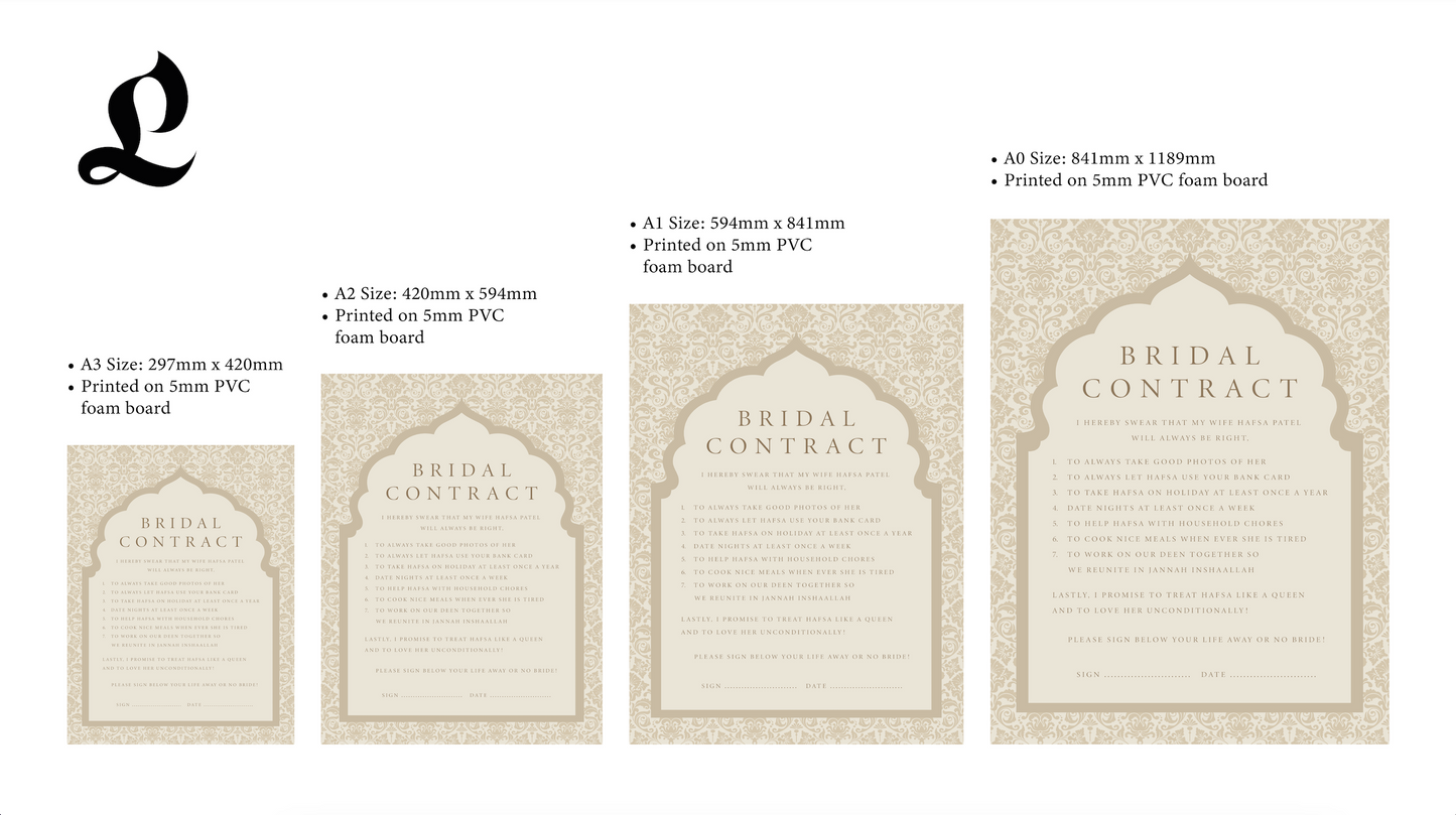 Mughal Bridal Contract Board