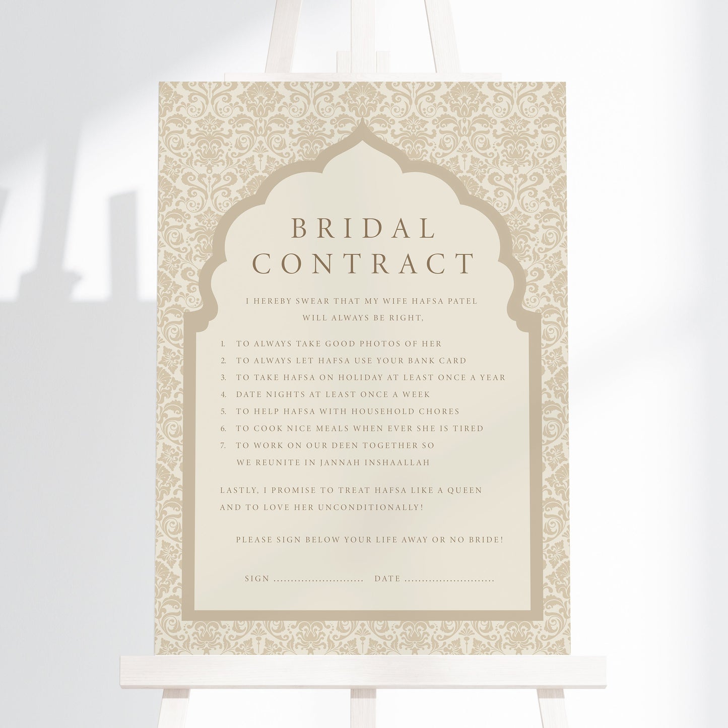 Mughal Bridal Contract Board