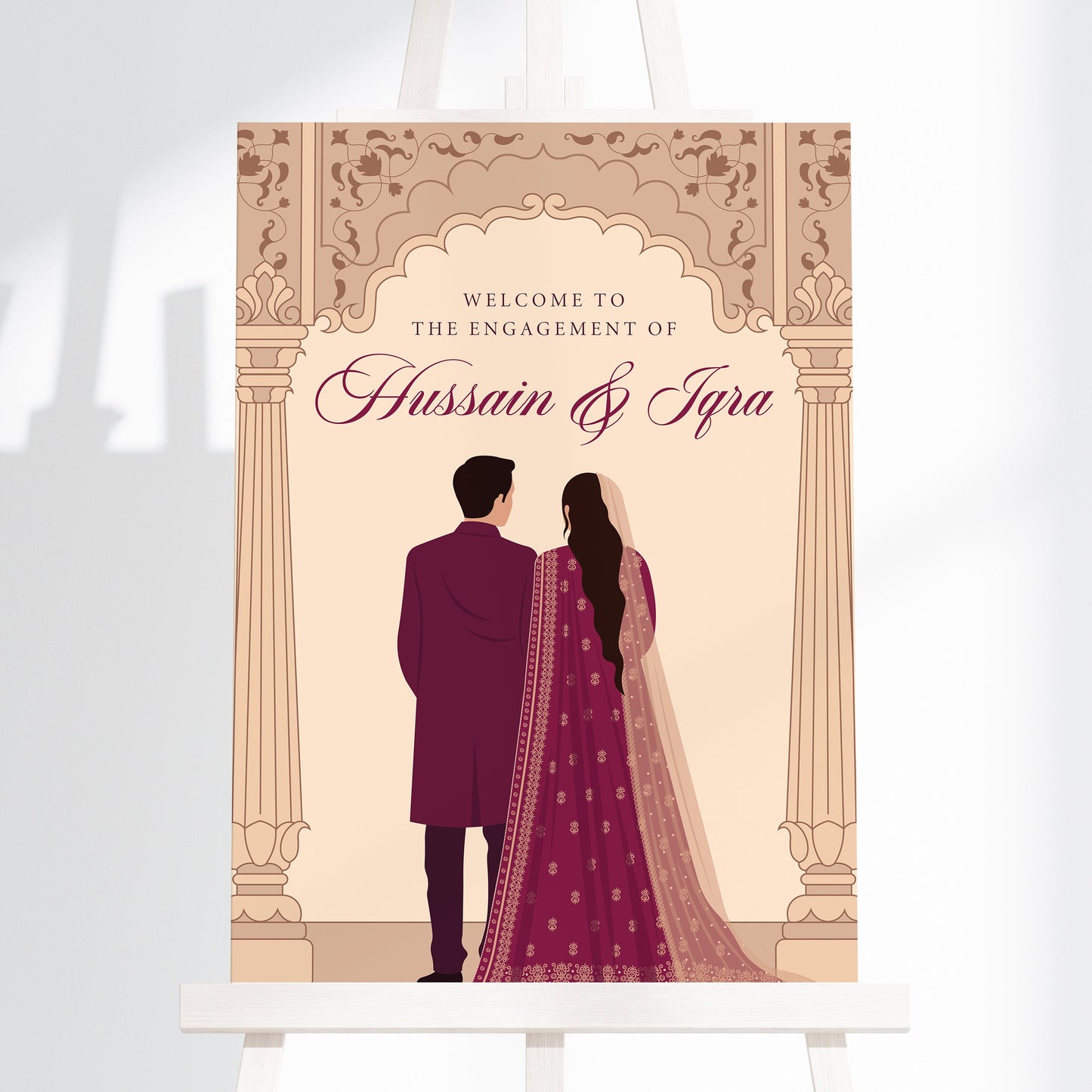 Illustrated Couple Welcome Sign